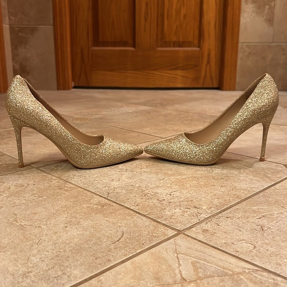 Sparkly gold stilettos size 8 glitter heels - Picture 3 of 5